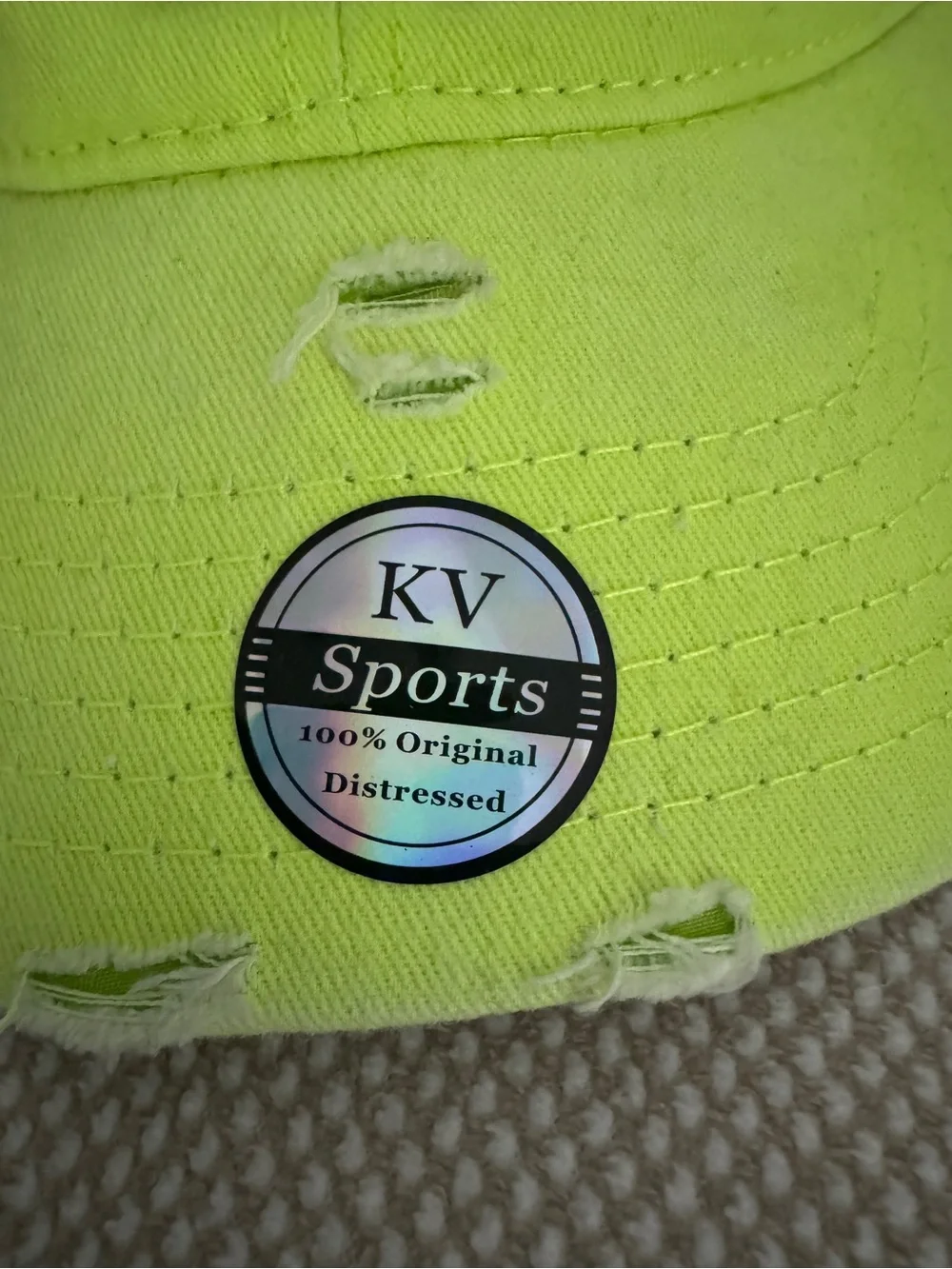 CHANEL Neon Yellow Rhinestone CC Logo Baseball Cap